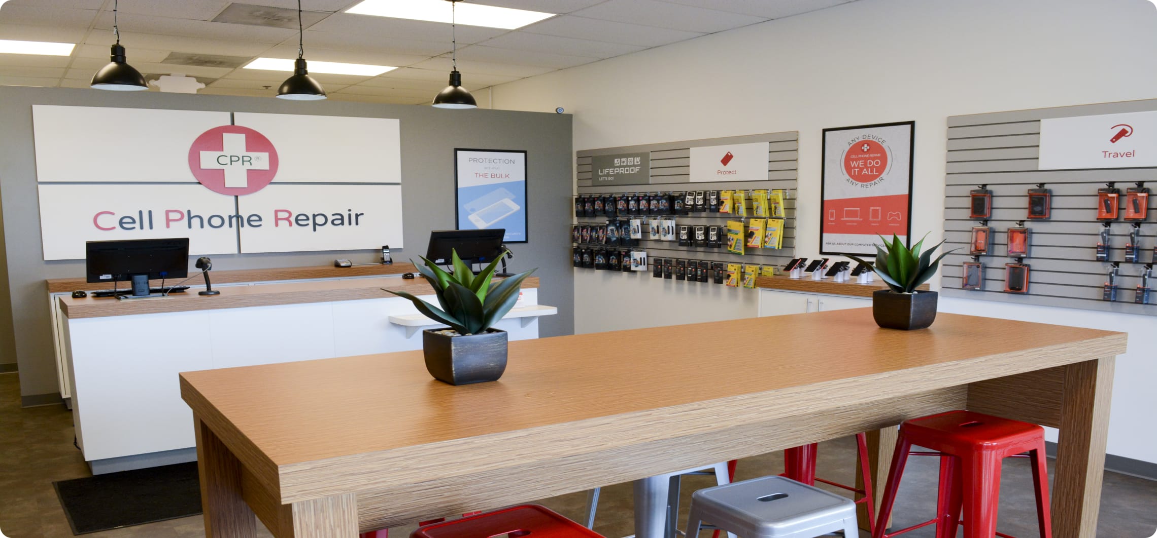 inside of cell phone repair store